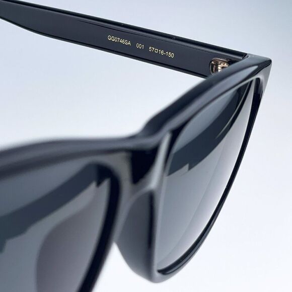 NEW GUCCI GG0746SA 001 Black Gray Anti-Reflective Square Unisex Sunglasses